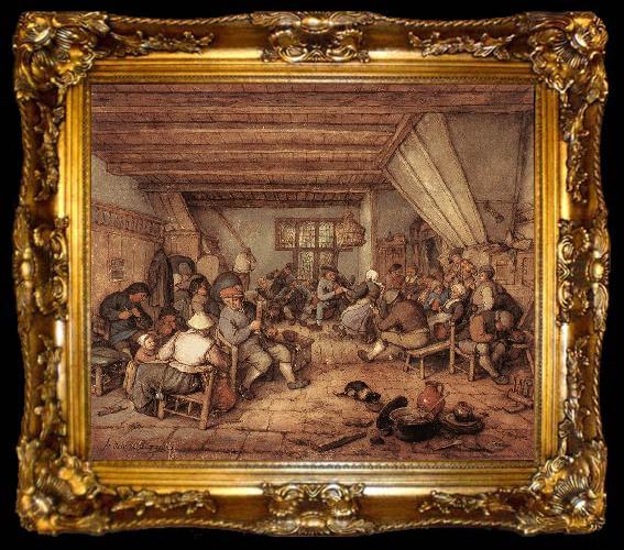 framed  OSTADE, Adriaen Jansz. van Feasting Peasants in a Tavern ag, ta009-2